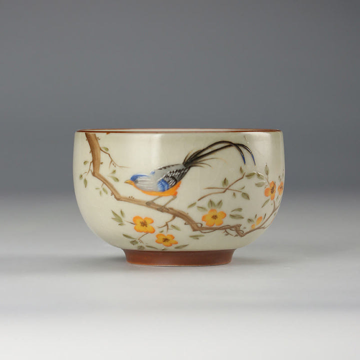 Buddha Stones Oiseau sur branches Pièce de cuivre Tasse à thé Tasse à thé Kung Fu - Oiseau 8cm*6cm*160ml - image 0