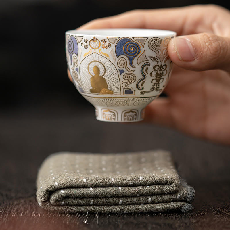 Buddha Stones Thangka blanc Bouddha Nuages ​​de bon augure Tasse à thé Tasse à thé Kung Fu - image 6