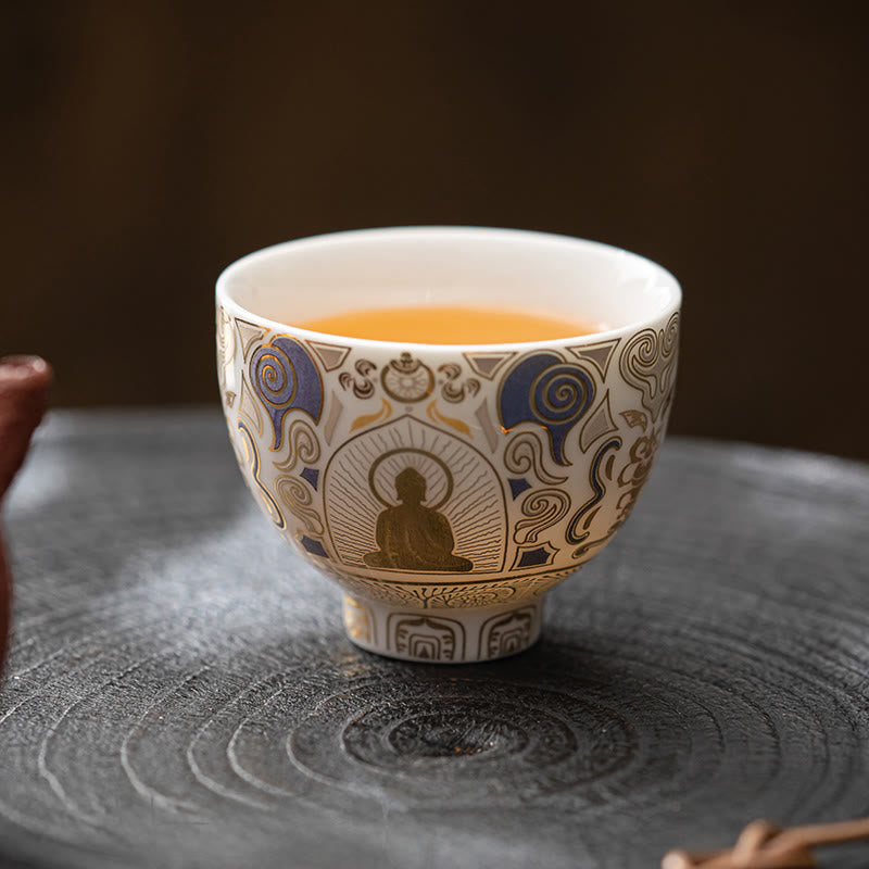 Buddha Stones Thangka blanc Bouddha Nuages ​​de bon augure Tasse à thé Tasse à thé Kung Fu - image 5