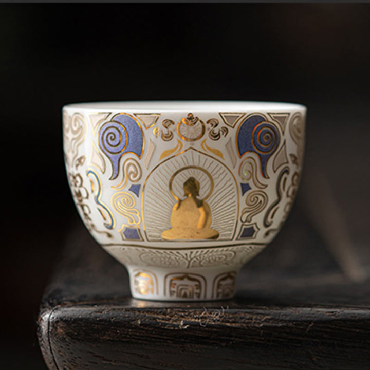 Buddha Stones Thangka blanc Bouddha Nuages ​​de bon augure Tasse à thé Tasse à thé Kung Fu - image 1