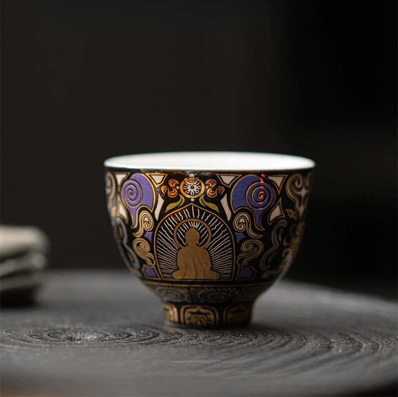 Buddha Stones Thangka noir Bouddha Nuages ​​de bon augure Tasse à thé Tasse à thé Kung Fu - image 3