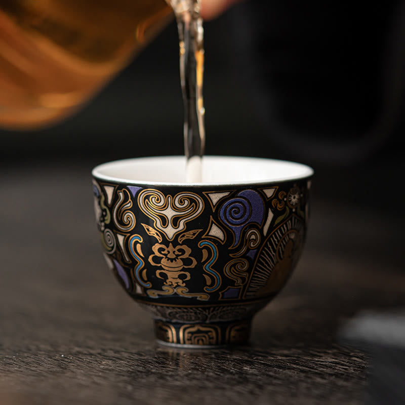 Buddha Stones Thangka noir Bouddha Nuages ​​de bon augure Tasse à thé Tasse à thé Kung Fu - image 8