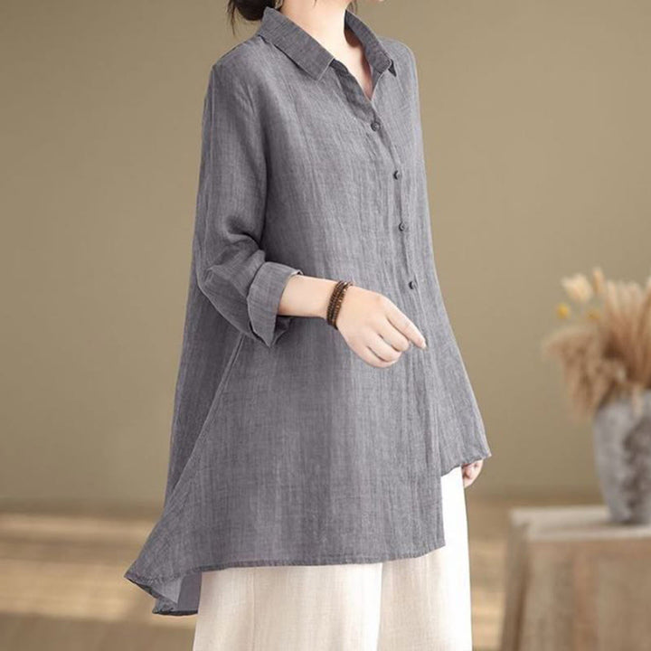 Chemise en coton à manches longues pour femme, motif irrégulier de Buddha Stones , boutons - image 1