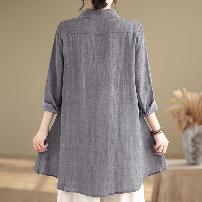 Chemise en coton à manches longues pour femme, motif irrégulier de Buddha Stones , boutons - image 3