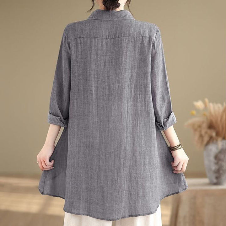 Chemise en coton à manches longues pour femme, motif irrégulier de Buddha Stones , boutons - image 3