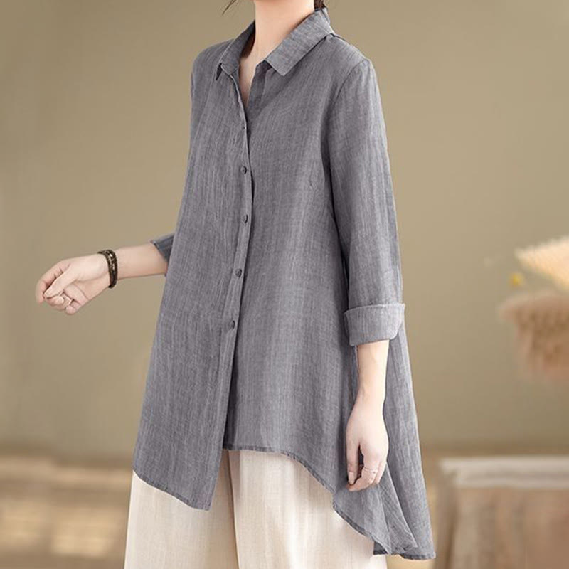 Chemise en coton à manches longues pour femme, motif irrégulier de Buddha Stones , boutons - image 2