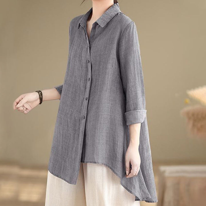 Chemise en coton à manches longues pour femme, motif irrégulier de Buddha Stones , boutons - image 2