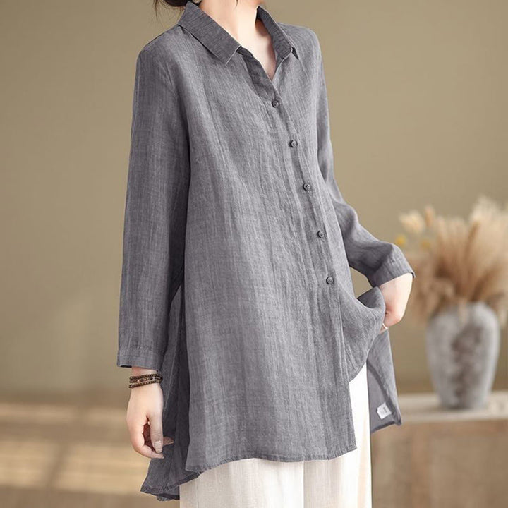 Chemise en coton à manches longues pour femme, motif irrégulier de Buddha Stones , boutons - image 4