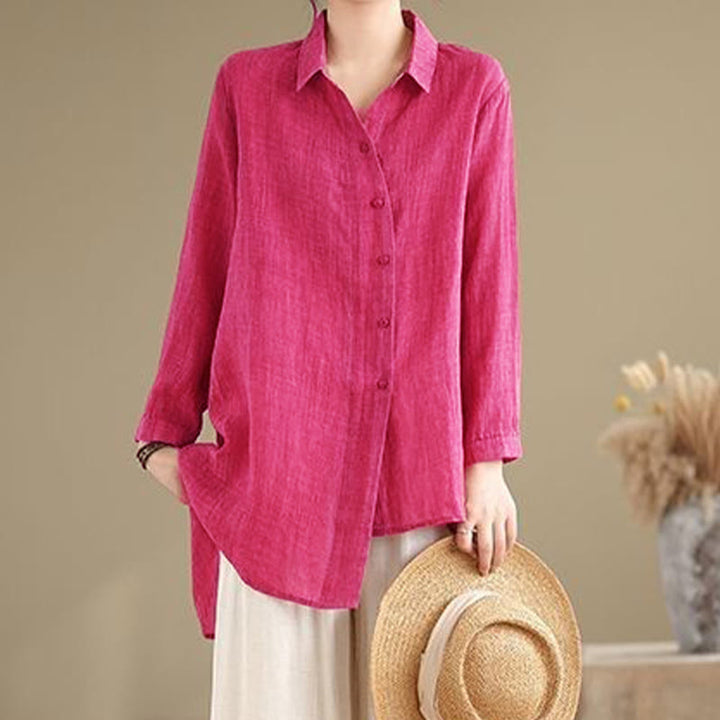 Chemise en coton à manches longues pour femme, motif irrégulier de Buddha Stones , boutons - image 10