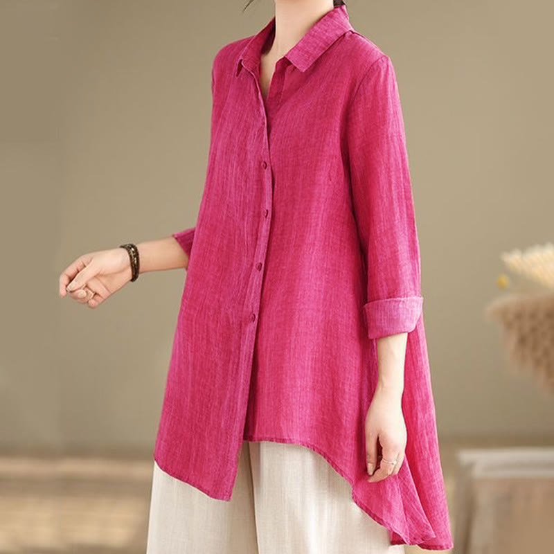 Chemise en coton à manches longues pour femme, motif irrégulier de Buddha Stones , boutons - image 9