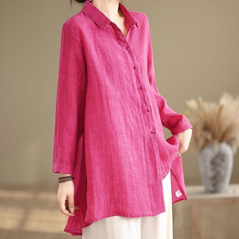 Chemise en coton à manches longues pour femme, motif irrégulier de Buddha Stones , boutons - image 7