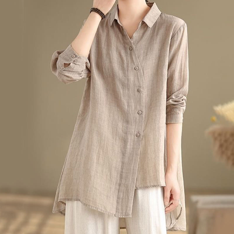 Chemise en coton à manches longues pour femme, motif irrégulier de Buddha Stones , boutons - image 21