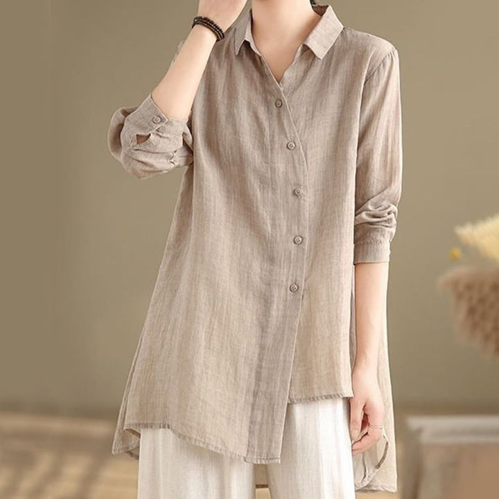 Chemise en coton à manches longues pour femme, motif irrégulier de Buddha Stones , boutons - image 21