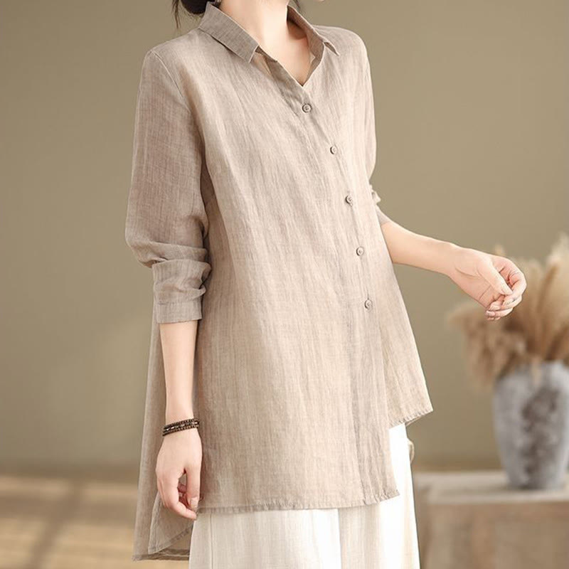 Chemise en coton à manches longues pour femme, motif irrégulier de Buddha Stones , boutons - image 20