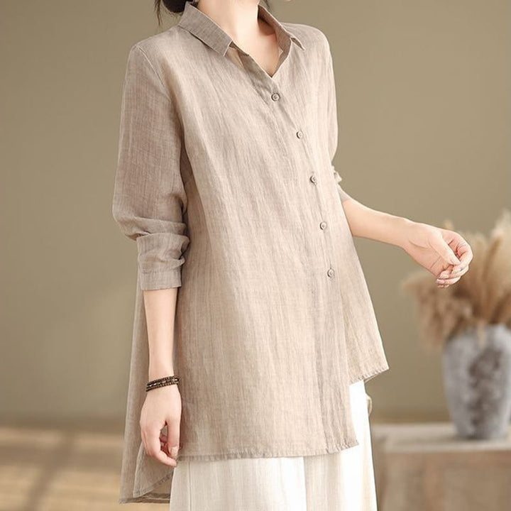 Chemise en coton à manches longues pour femme, motif irrégulier de Buddha Stones , boutons - image 20