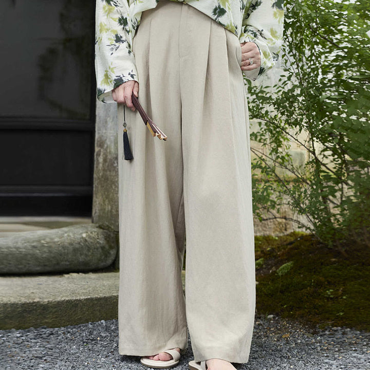 Pantalon femme uni longueur cheville avec poches Buddha Stones pour personnes âgées - Lin - US14，UK/AU18，EU46 (2XL) - image 0