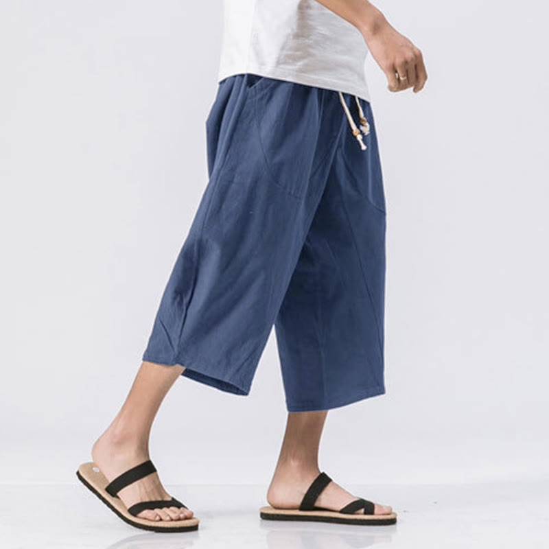 Pantalon d' Buddha Stones décontracté simple et uni pour homme, longueur 7-8, avec cordon de serrage et poches - image 16