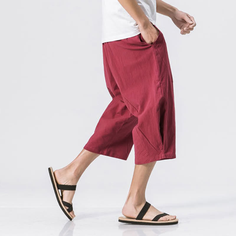 Pantalon d' Buddha Stones décontracté simple et uni pour homme, longueur 7-8, avec cordon de serrage et poches - image 7