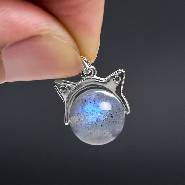 Buddha Stones pendentif de guérison en argent sterling 925 avec pierre de lune et chat - image 5