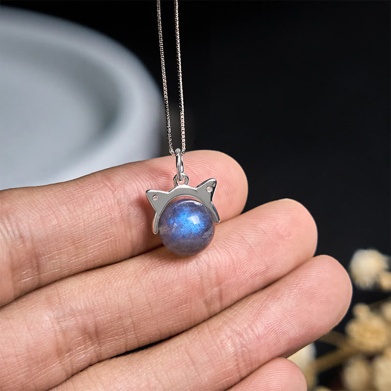 Buddha Stones pendentif de guérison en argent sterling 925 avec pierre de lune et chat - image 4