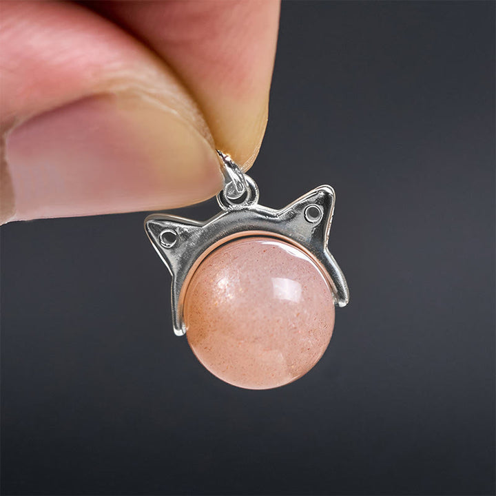 Buddha Stones pendentif de guérison en argent sterling 925 avec pierre de lune orange naturelle et chat - image 5