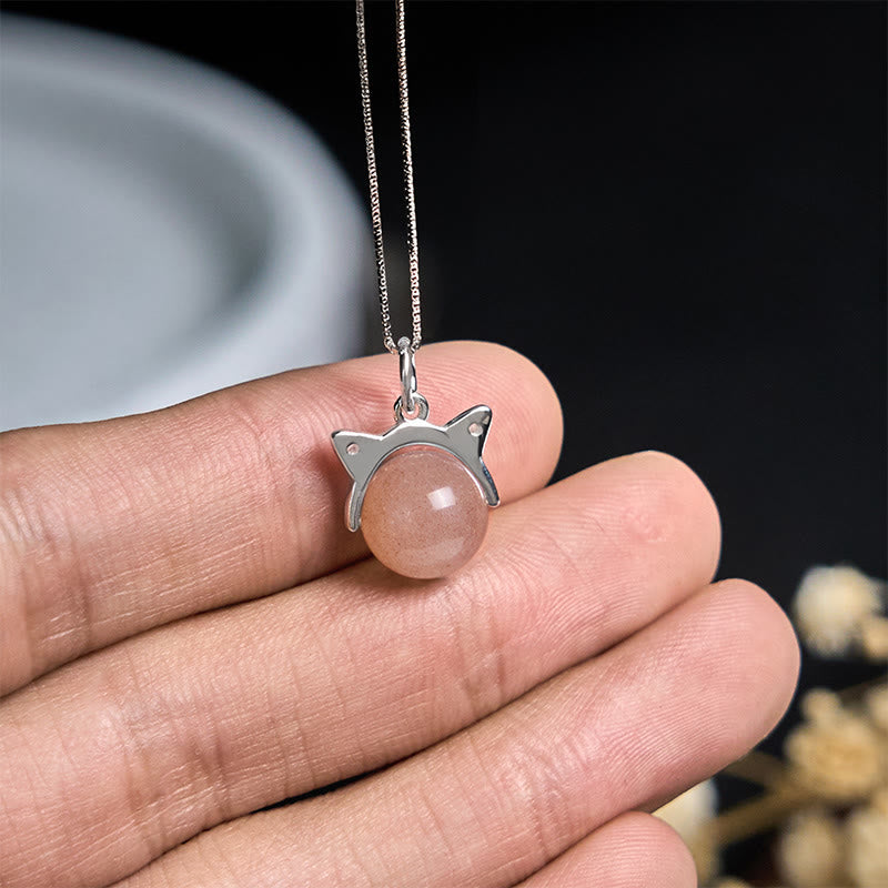 Buddha Stones pendentif de guérison en argent sterling 925 avec pierre de lune orange naturelle et chat - image 4