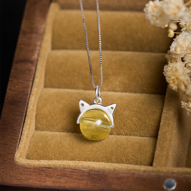 Collier avec Buddha Stones , symbole de la prospérité, en lépidolite dorée naturelle. - image 1