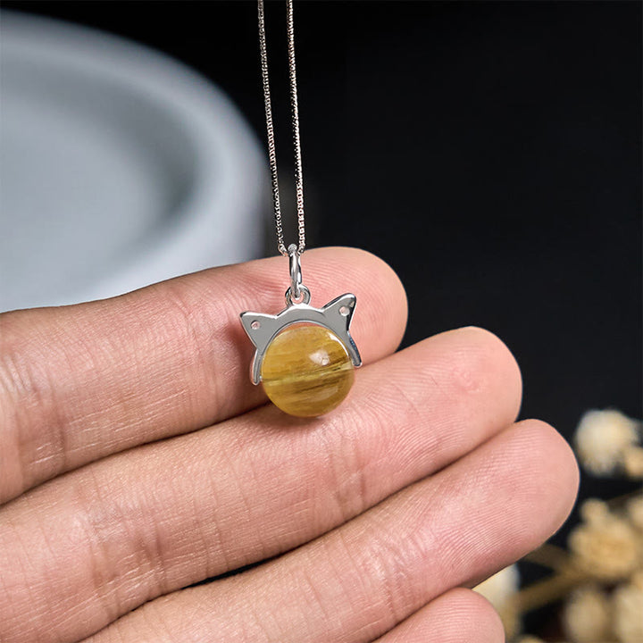Collier avec Buddha Stones , symbole de la prospérité, en lépidolite dorée naturelle. - image 4
