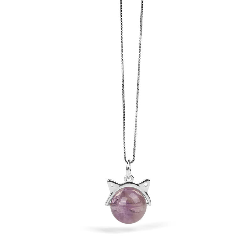Buddha Stones en argent sterling 925 et améthyste arc-en-ciel naturelle en forme de chat - image 6