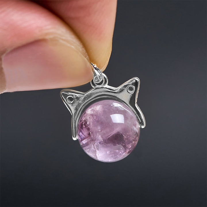 Buddha Stones en argent sterling 925 et améthyste arc-en-ciel naturelle en forme de chat - image 5