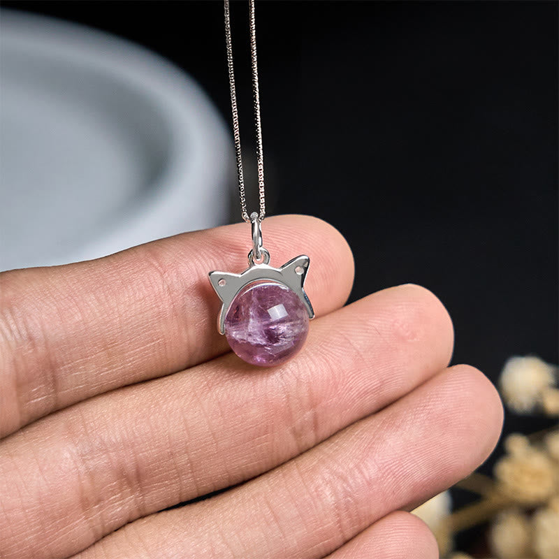 Buddha Stones en argent sterling 925 et améthyste arc-en-ciel naturelle en forme de chat - image 4
