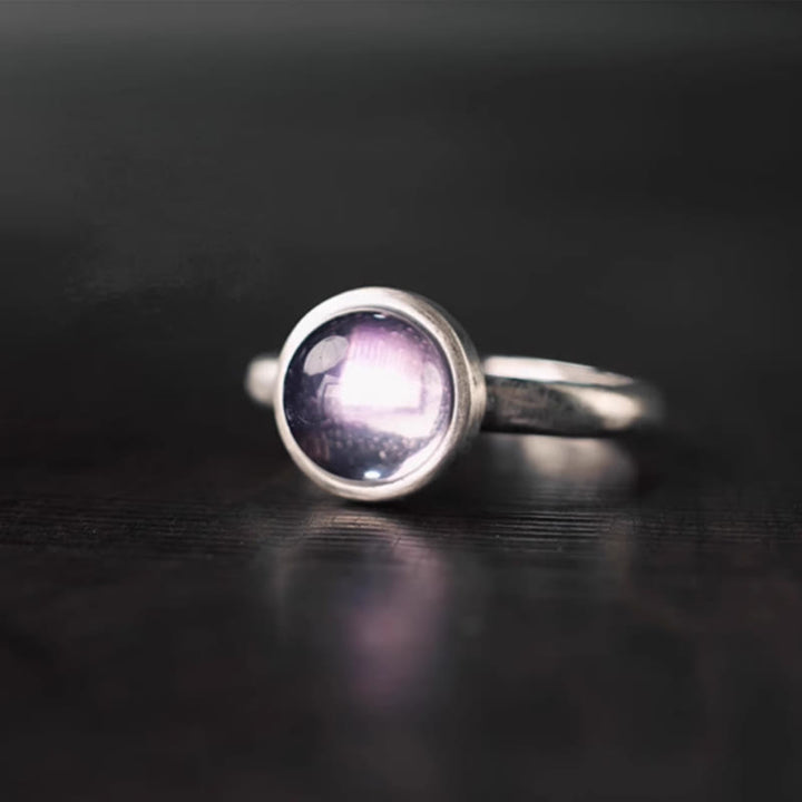 Bague d'équilibre réglable en argent sterling 925 et améthyste naturelle de Buddha Stones - Style B (environ 9*9 mm) - image 0
