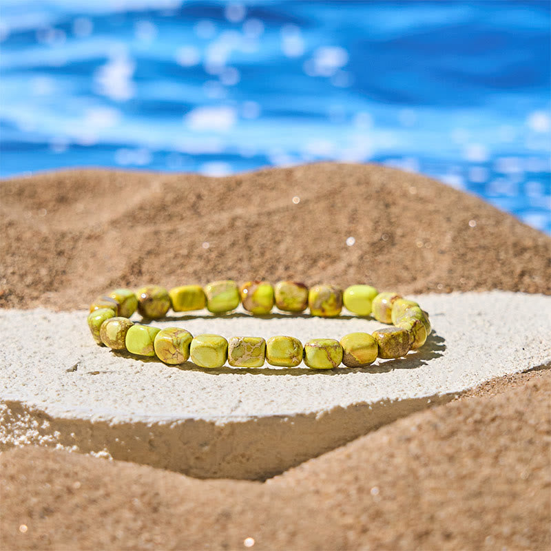 Bracelet anti-stress en Buddha Stones , perles carrées ovales naturelles colorées en pierre de l'empereur - image 12