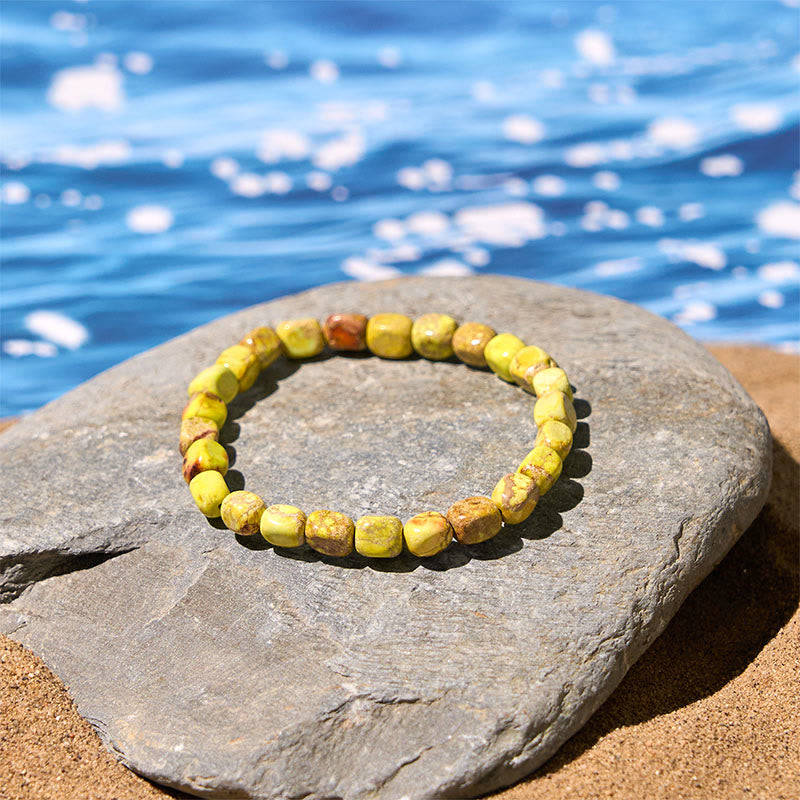 Bracelet anti-stress en Buddha Stones , perles carrées ovales naturelles colorées en pierre de l'empereur - image 11