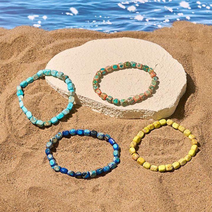 Bracelet anti-stress en Buddha Stones , perles carrées ovales naturelles colorées en pierre de l'empereur - image 14