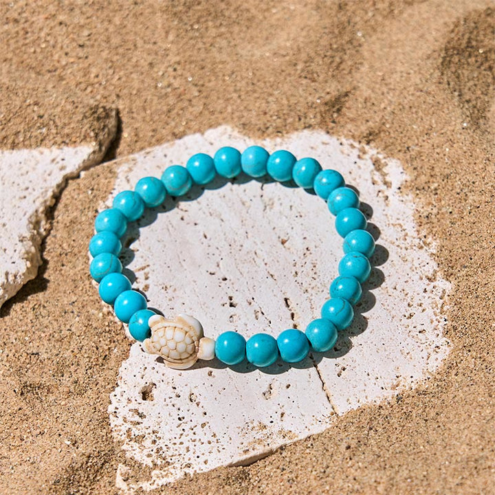 Bracelet de sagesse en Buddha Stones naturelle, tortue de mer, turquoise, agate craquelée - image 1