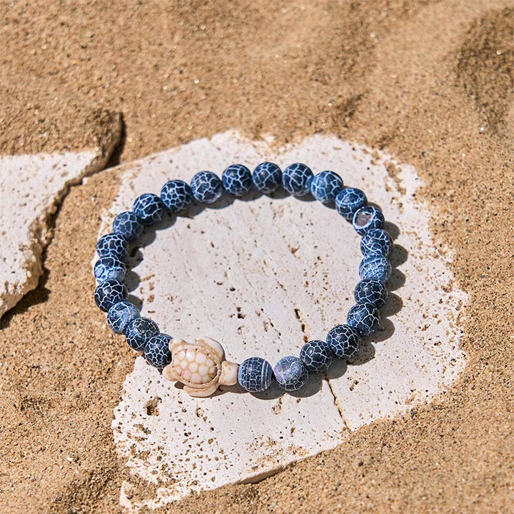 Bracelet de sagesse en Buddha Stones naturelle, tortue de mer, turquoise, agate craquelée - image 5