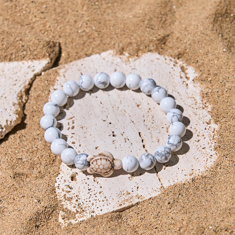 Bracelet de sagesse en Buddha Stones naturelle, tortue de mer, turquoise, agate craquelée - image 9