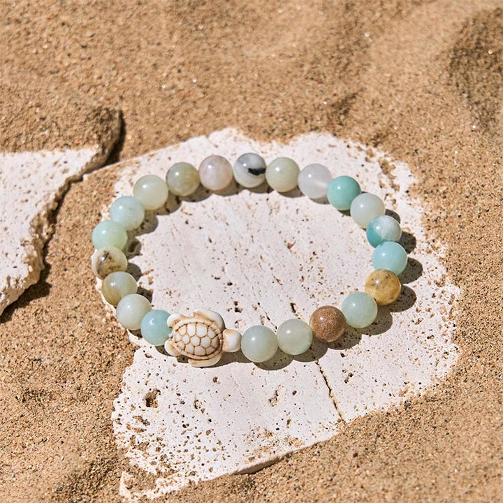 Bracelet de sagesse en Buddha Stones naturelle, tortue de mer, turquoise, agate craquelée - image 13