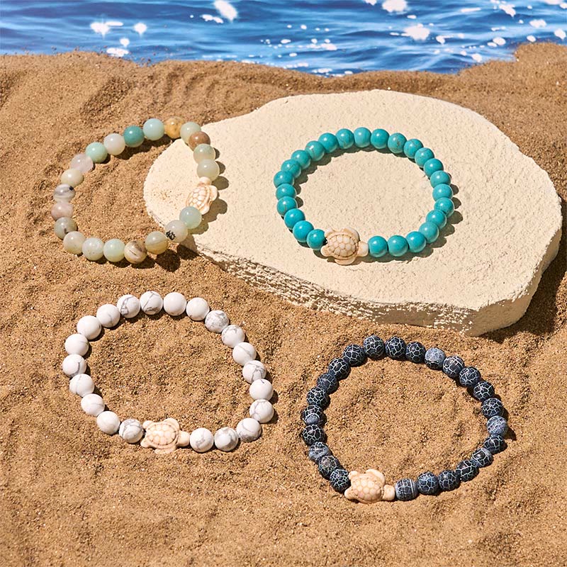 Bracelet de sagesse en Buddha Stones naturelle, tortue de mer, turquoise, agate craquelée - image 16