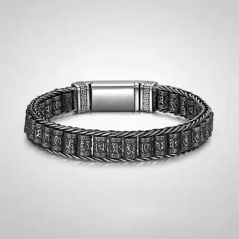 Bracelet tibétain en cuivre avec Buddha Stones et boucle Om Mani Padme Hum Peace Metal - 20 cm - image 0