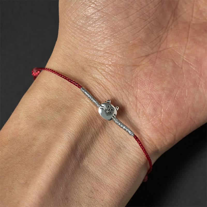 Bracelet Buddha Stones 925 avec motif chat mignon et fil rouge - image 10