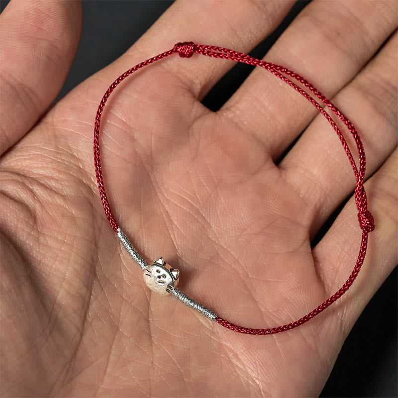Bracelet Buddha Stones 925 avec motif chat mignon et fil rouge - image 9