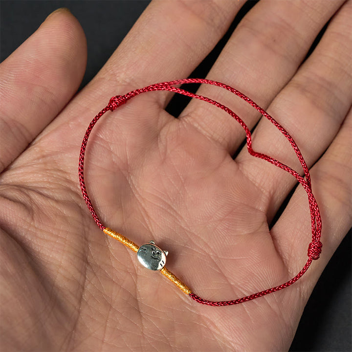 Bracelet Buddha Stones 925 avec motif chat mignon et fil rouge - image 4