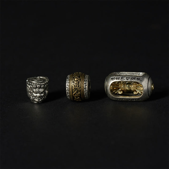 Bracelet Buddha Stones Positif à Trois Faces en Obsidienne Argentée et Brillante Œil de Tigre Om Mani Padme Hum - image 10