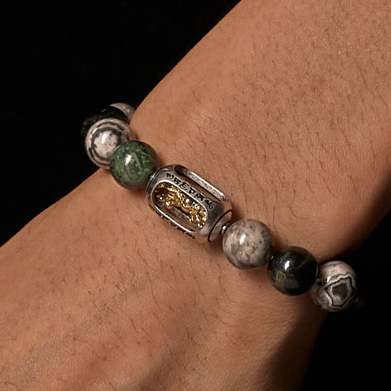 Buddha Stones jaspe gris naturel Kambamba jaspe Om Mani Padme Hum Bracelet de guérison de bouddha sans forme - image 2