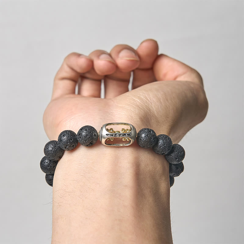 Buddha Stones Pierre de lave naturelle Om Mani Padme Hum Dorje Vajra Bracelet de guérison - image 3