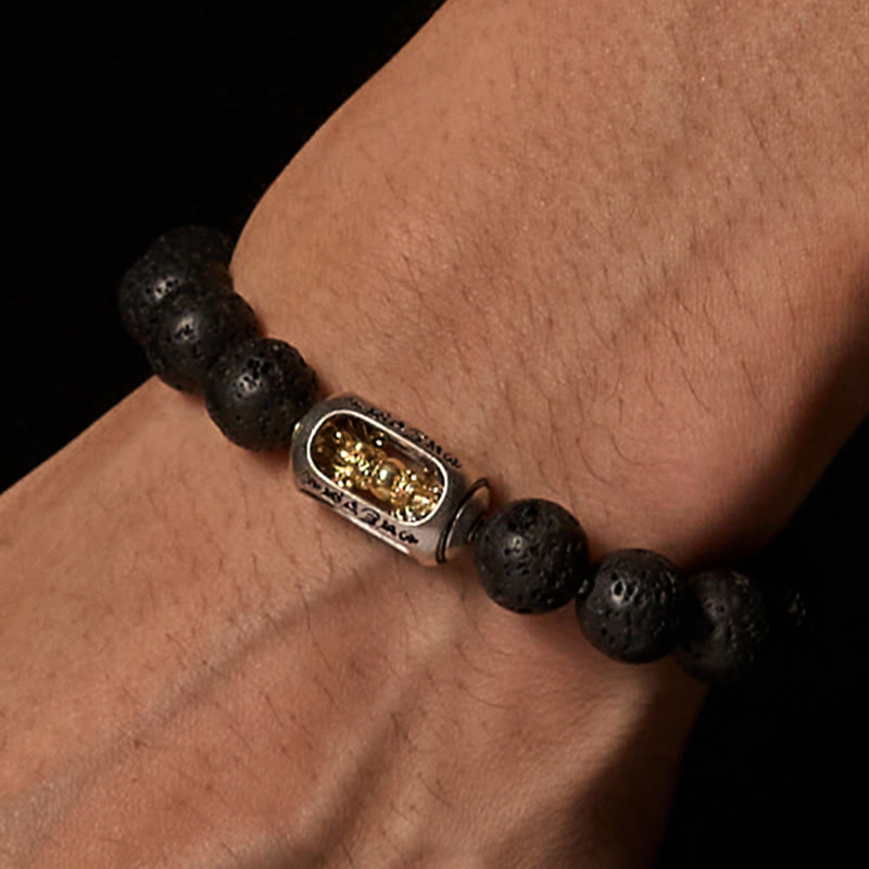 Buddha Stones Pierre de lave naturelle Om Mani Padme Hum Dorje Vajra Bracelet de guérison - image 13