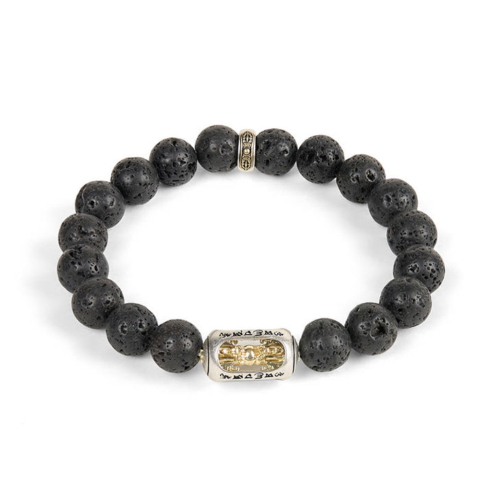 Buddha Stones Pierre de lave naturelle Om Mani Padme Hum Dorje Vajra Bracelet de guérison - image 15