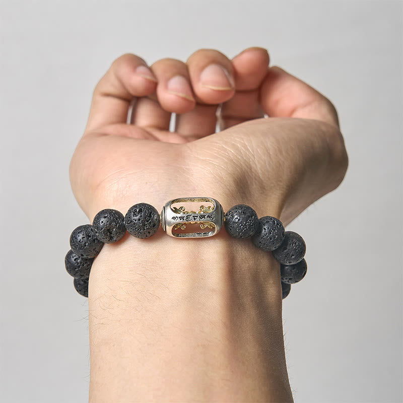 Buddha Stones Pierre de lave naturelle Om Mani Padme Hum Dorje Vajra Bracelet de guérison - image 14